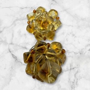 Vintage Amber Bead Cluster Clip On Earrings JE Stern Germany